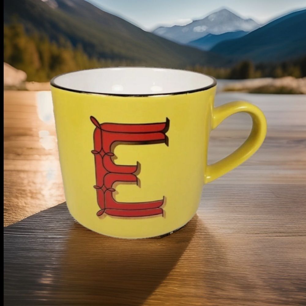 Opalhouse Yellow Monogram Mug with Red Letter (E)